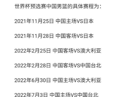 男篮世界杯预选赛中国的比赛时间你需要知道的完整赛程和实时比分